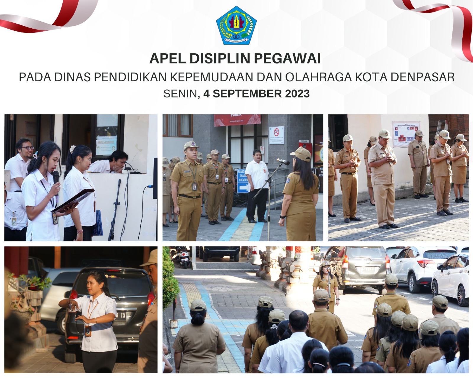Apel Disiplin Pegawai di Dinas Pendidikan Kepemudaan dan Olahraga Kota Denpasar, Senin (4/9/2023)
