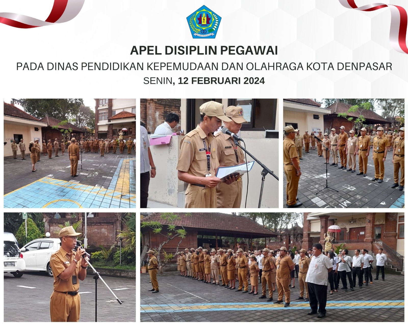 Apel Disiplin Pegawai di Dinas Pendidikan Kepemudaan dan Olahraga Kota Denpasar, Senin (12/2/2024)	