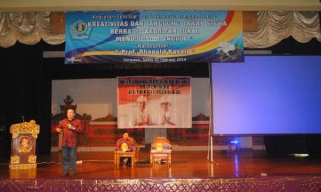Seminar Kreativitas dan tanggung jawab siswa berbasis kearifan local menuju SDM unggul, bersama Rhenald Kasali 
